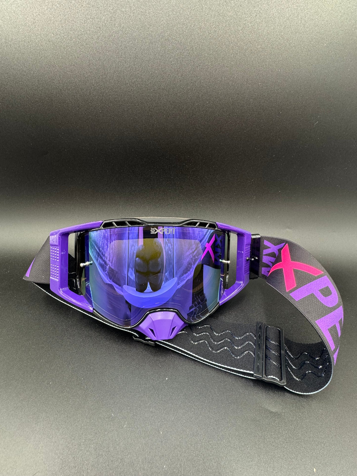 (C) ELITE Goggles           Black Frame - Purple Outriggers and Purple Nose Guard ￼