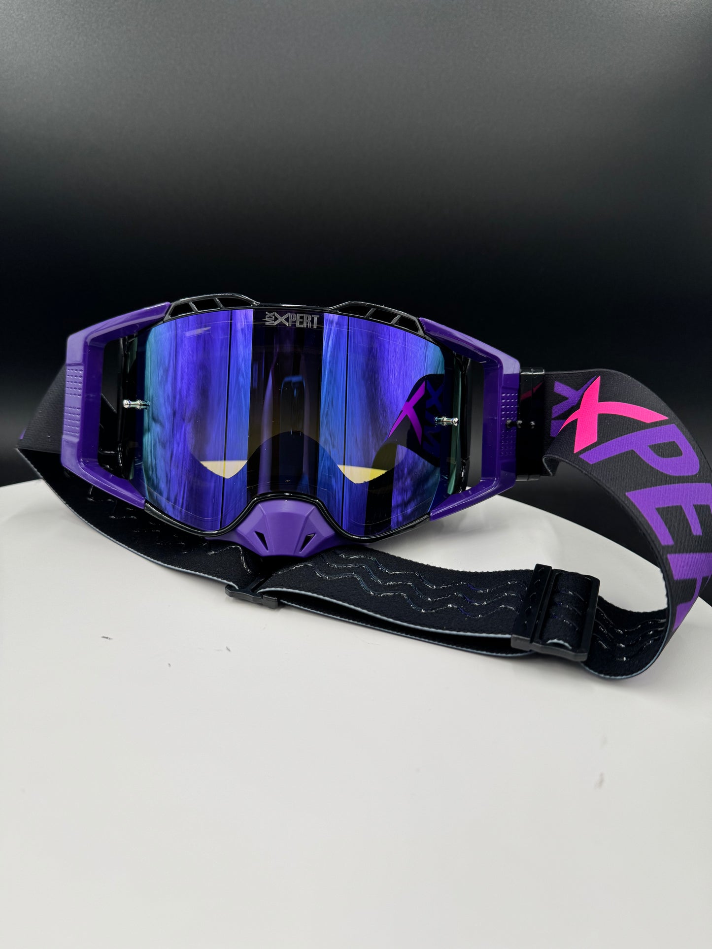 (C) ELITE Goggles           Black Frame - Purple Outriggers and Purple Nose Guard ￼