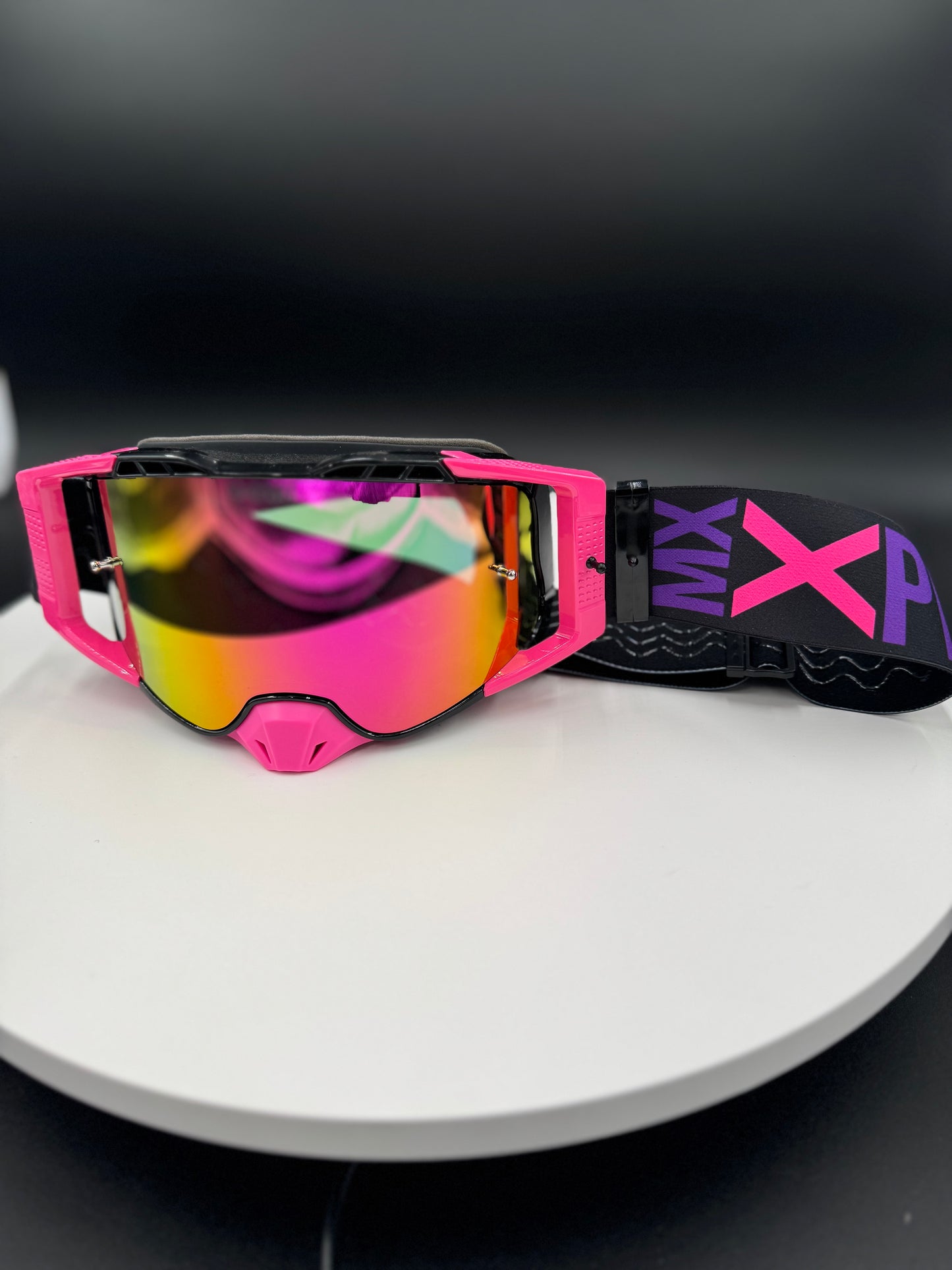 (C) Elite Goggles  Black Frame - Pink Outriggers - Pink Nose Guard /Black Frame. Pink Lens
