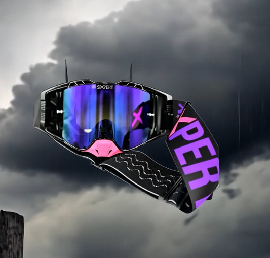 (C)- Elite Goggles    Pink Nose Guard /Black Frame. Purple Lens