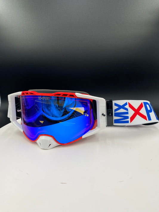 (C) ELITE GOGGLES         RED/WHITE/BLUE   ( Red Frame )